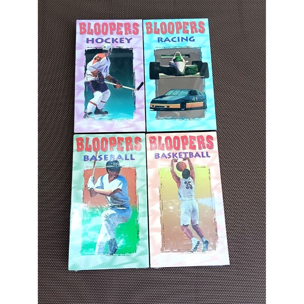 Vtg 1997 Bloopers VHS Set Sealed: Hockey, Racing, Basketball & Baseball 4pc set